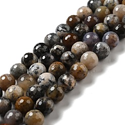 Dendritic Jasper Natural Dendritic Jasper Beads Strands, Faceted(128 Facets), Round, 10mm, Hole: 1mm, about 36~38pcs/strand, 14.17~14.96 inch(36~38cm)