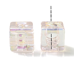 Lavender Blush UV Plating Rainbow Iridescent Acrylic Beads, Square, Lavender Blush, 12x12x12mm, Hole: 7mm