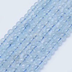 Aquamarine Natural Aquamarine Beads Strands, Round, 4~4.5mm, Hole: 0.7mm, about 96pcs/strand, 15.75 inch(40cm)