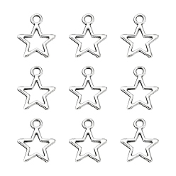 Antique Silver Tibetan Style Alloy Charms, Star, Antique Silver, Lead Free & Cadmium Free, 14.5x12x1mm, Hole:2mm
