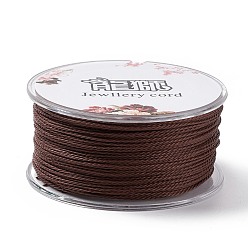 Coconut Brown Round Waxed Polyester Cord, Twisted Cord, Coconut Brown, 1mm, about 49.21 Yards(45m)/Roll