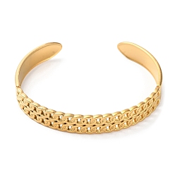 Golden 304 Stainless Steel Curb Chains Shape Cuff Bangles, Golden, Inner Diameter: 2-1/4 inch(5.8cm)