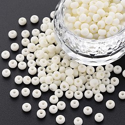 Soie De Maïs 6/0 perles de rocaille de verre, couleur macaron, trou rond, ronde, cornsilk, 4~4.5x3mm, Trou: 1~1.2mm, environ 4500 pcs / sachet , environ 450 g / sac.