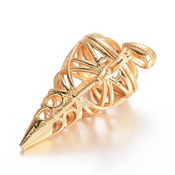 Золотой Полые латунные конусные подвески, для изготовления ожерелий из бисера, золотые, 39x23.5x19.5 мм, отверстие : 6.5x3.5 мм