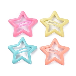 Mixed Color Star Spray Painted Iron Snap Hair Clip for Girls, Mixed Color, 30.5x31.5x3.5mm, 4pcs/card
