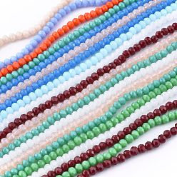 Mixed Color Faceted Rondelle Glass Beads Strands, Mixed Color, 4x3mm, Hole: 1mm, about 127~135pcs/strand, 17.8 inch