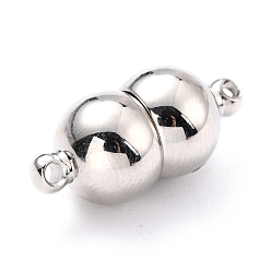 Stainless Steel Color 304 Stainless Steel Magnetic Clasps with Loops, Stainless Steel Color, 18x8mm, Hole: 1.2mm