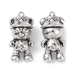 Antique Silver Alloy Pendants, Lead Free & Cadmium Free, Bear with hat, Antique Silver, 32x15.5x15.5mm, Hole: 2mm