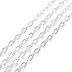 Серебро Железо текстурированные кабельные цепи, несварные, с катушкой, серебряный цвет гальваническим, 3x2x0.6 мм, около 328.08 футов (100 м) / рулон