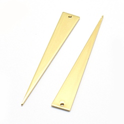 Real 18K Gold Plated Brass Pendants, Lead Free & Cadmium Free & Nickel Free, Triangle, Real 18K Gold Plated, 51x8x1mm, Hole: 1mm