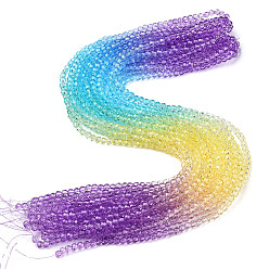 Dark Orchid Transparent Glass Beads Strands, Segmented Multi-color Beads, Faceted(32 Facets), Round, Dark Orchid, 4~4.5mm, Hole: 1mm, about 90~95pcs/strand, 13.98''(35.5cm)