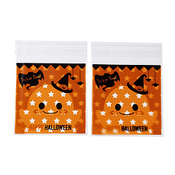 Легкий Лосось Пластиковый пакет для выпечки на тему хэллоуина, с самоклеющейся, для шоколада, конфеты, печенье, квадратный, светлый померанцевый, 130x100x0.2 мм, около 100 шт / упаковка