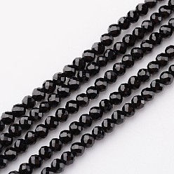 Шпинель Натуральный черный шпинель бисер пряди, круглые, граненые, 2 мм, отверстие : 0.8 мм, около 203 шт / нитка, 15.75 дюйм