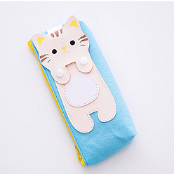 Moccasin Cartoon Cat Cloth Storage Pencil Zipper Pouches, Pen Holder, for Office & School Supplies, Rectangle, Moccasin, 188x86mm