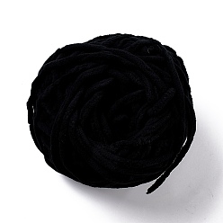 Black Soft Crocheting Yarn, Thick Knitting Yarn for Scarf, Bag, Cushion Making, Black, 7~8mm, 65.62 yard(60m)/roll