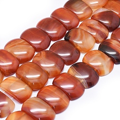 Orange Red Natural Red Agate Beads Strands, Dyed & Heated, Oval, Orange Red, 20~24x34x8~10mm, Hole: 2~2.5mm, about 16pcs/strand, 13.7 inch~14.5 inch(35~37cm)