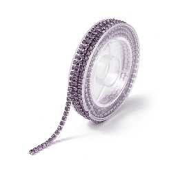 Púrpura Media Electroforesis cadenas de strass de diamantes de imitación de latón, cadenas de la taza del Rhinestone, con carrete, púrpura medio, 2~2.1 mm, aproximadamente 4.27 pies (1.3 m) / rollo