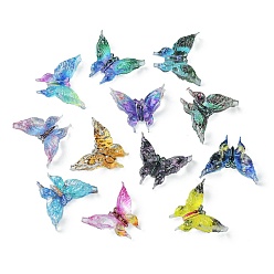 (52) Непрозрачная лаванда Кабошоны из полупрозрачной смолы, бабочка, разноцветные, 9.5x11x3 мм