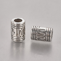 Antique Silver Tibetan Style Alloy Beads, Lead Free & Nickel Free & Cadmium Free, Column, Antique Silver, 10x7mm, Hole: 4mm