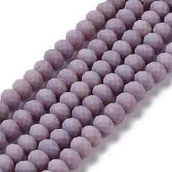 Thistle Glass Beads Strands, Faceted, Frosted, Rondelle, Thistle, 3.5mm, Hole: 1mm, about 123~127pcs/strand, 13.7~14.1 inch(35~36cm)