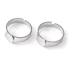 Color de Acero Inoxidable 304 pierna de anillo de acero inoxidable, fornituras de anillo almohadilla, para anillos de la vendimia que hacen, ajustable, color acero inoxidable, Bandeja: 8 mm, 17.2 mm