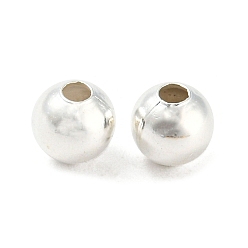 Argent Laiton perles rondes et lisses, perles d'espacement cousues, couleur argent plaqué, 4mm, Trou: 1mm