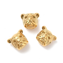 Golden Ion Plating(IP) 304 Stainless Steel Puppy Beads, Pug, Golden, 12x13x10mm, Hole: 2mm