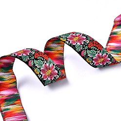 Colorful Jacquard Ribbon, Tyrolean Ribbon, Polyester Ribbon, for DIY Sewing Crafting, Home Decors, Floral Pattern, Colorful, 5/8"(16mm)
