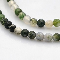 Moss Agate Natural Moss Agate Round Bead Strands, 8mm, Hole: 1mm, about 47pcs/strand, 14.7 inch