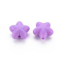 Dark Violet Opaque Acrylic Beads, Star, Dark Violet, 10x10.5x6mm, Hole: 1.6mm, about 1690pcs/500g