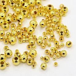 Oro Hierro granos del espaciador, rondo, dorado, 2~5 mm, agujero: 1~2 mm