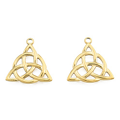 Real 18K Gold Plated Ion Plating(IP) 201 Stainless Steel Pendants, Trinity Knot, Real 18K Gold Plated, 27x25.5x2.5mm, Hole: 2.5mm