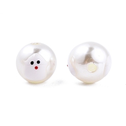 Белый Хэллоуин непрозрачные бусины из абс-пластика имитация жемчуга и эмали, раунд с призраком, белые, 11.5~12 мм, отверстие : 2 мм