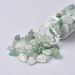 Aventurine Verte Bouteille en verre qui souhaitent, pour la décoration de pendentif, avec perles de cristal d'aventurine vertes à l'intérieur et bouchon en liège, 22x71mm