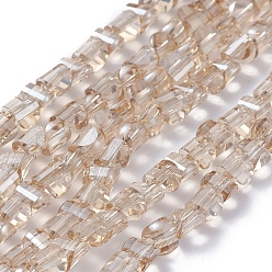 Vara de Oro Abalorios de vidrio electrochapa, facetados, codiciaron perla plateado, semicírculo, bronceado, 4x4x3 mm, agujero: 0.8 mm, sobre 148 unidades / cadena, 19.69 pulgada (50 cm)