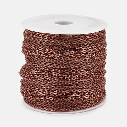 Red Copper Iron Textured Cable Chains, Unwelded, with Spool, Lead Free & Nickel Free, Oval, Red Copper, 5x3.5x1mm