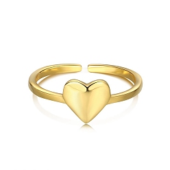 Настоящее золото 18K 925 кольца-манжеты из стерлингового серебра с открытыми сердечками, день матери, с печатью 925, реальный 18 k позолоченный, 1.4 мм, размер США 7 (17.3 мм)