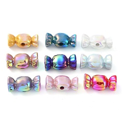 Mixed Color UV Plating Acrylic Opaque Beads, Iridescent, Candy, Mixed Color, 30.5x15.5x15mm, Hole: 3.6mm