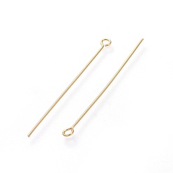 Golden 304 Stainless Steel Eye Pins, Golden, 45x3mm, Hole: 1.8mm, Pin: 0.7mm