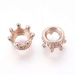 Or Rose 316 perles européennes chirurgicales en acier inoxydable, Perles avec un grand trou   , couronne, or rose, 10x5.5mm, Trou: 5mm