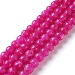 White Jade Natural White Jade Imitation Pink Sugilite Beads Strands, Round, Dyed, 8mm, Hole: 1mm, about 48pcs/strand, 15.16 inch(38.5cm)