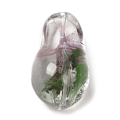 Rose Vieux Des billes de verre transparentes, pierres précieuses d'imitation, torsion de larme, vieux rose, 21.5~22x13x11~12mm, Trou: 1.4mm