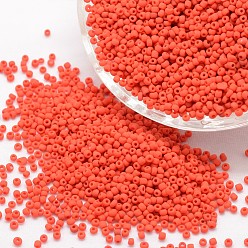Roja 12/0 etiquetas granos de la semilla de cristal, Grado A, esmerilado, colores opacos, rojo, 1.8~2.0 mm, agujero: 0.8 mm, sobre 28000 unidades / libra