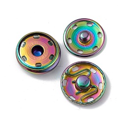 Rainbow Color Ion Plating(IP) 202 Stainless Steel Snap Buttons, Garment Buttons, Sewing Accessories, Rainbow Color, 19x6mm