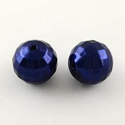 Midnight Blue ABS Plastic Imitation Pearl Faceted Round Beads, Midnight Blue, 20mm, Hole: 2.5mm, about 122pcs/500g