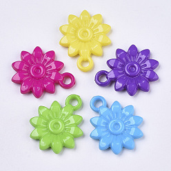 Mixed Color Opaque Acrylic Pendants, Flower, Mixed Color, 26x20x4mm, Hole: 3mm, about 500pcs/500g