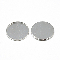 Platinum Iron Plain Edge Bezel Cups, Cabochon Settings, Flat Round, Platinum, Tray: 25mm, 27x2mm