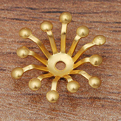 Golden Brass Bead Caps, Hair Stick Accessories, Flower, Golden, 13mm