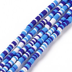 Medium Blue Handmade Polymer Clay Beads Strands, for DIY Jewelry Crafts Supplies, Heishi Beads, Disc/Flat Round, Medium Blue, 3x0.6~1.2mm, Hole: 1.6~1.8mm, about 412pcs/strand, 15.94 inch(40.5cm)