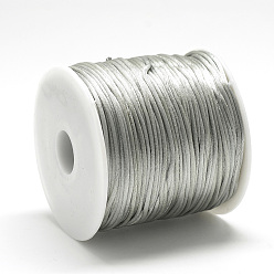 Light Grey Nylon Thread, Rattail Satin Cord, Light Grey, about 1mm, about 76.55 yards(70m)/roll